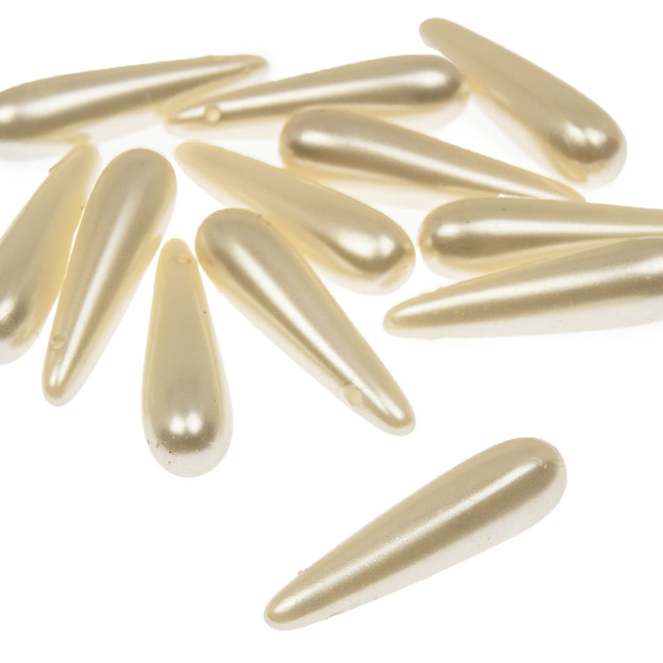 Elongated Teardrop Pearl Beads - Horizontal Drilled - 23x6mm  (12 Pack)