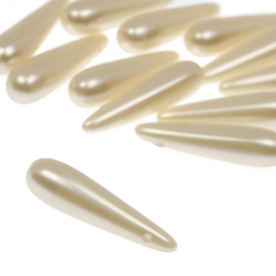 Elongated Teardrop Pearl Beads - Horizontal Drilled - 23x6mm  (12 Pack)