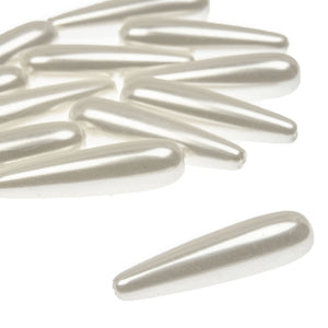 Elongated Teardrop Pearl Beads - Vertial Drilled - 30x7mm (12 Pack)