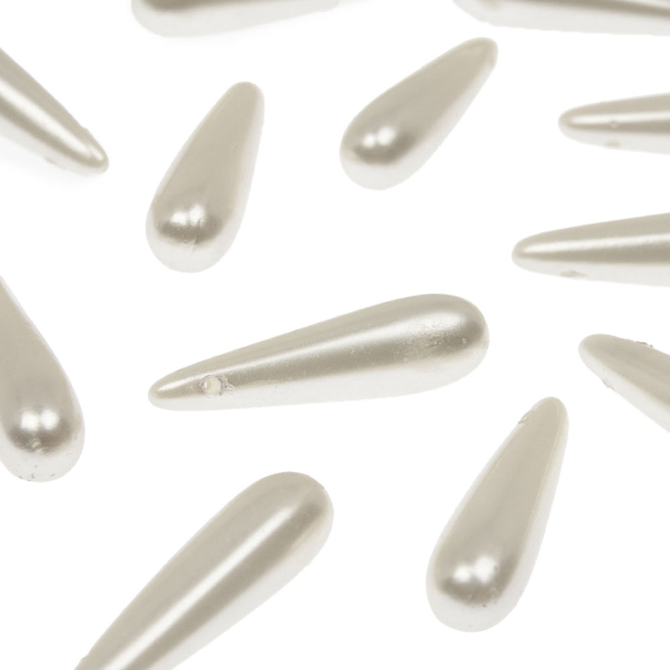 Elongated Teardrop Pearl Beads - Vertial Drilled - 30x7mm (12 Pack)