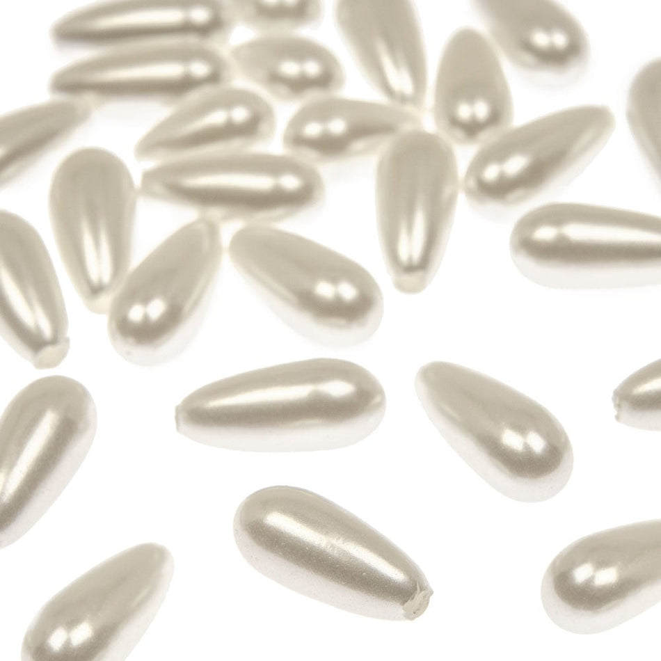 Teardrop Pearl Beads - Vertical Half-Drilled (24 Pack)