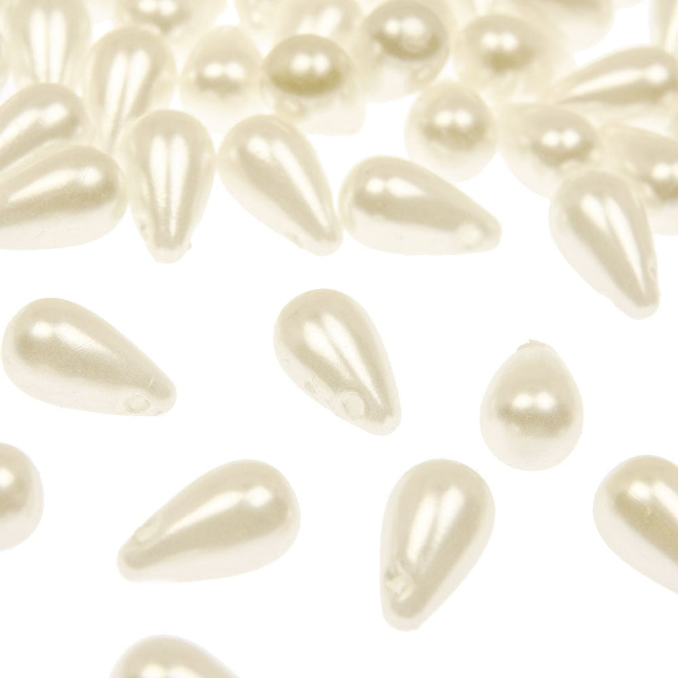 Teardrop Pearl Beads - Horizontal Drilled - 10x6mm (48 Pack)