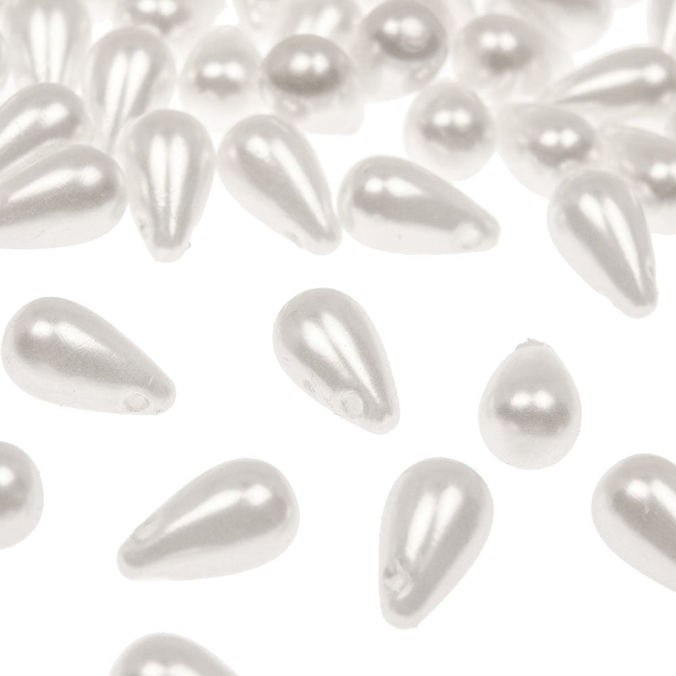 Teardrop Pearl Beads - Horizontal Drilled - 10x6mm (48 Pack)