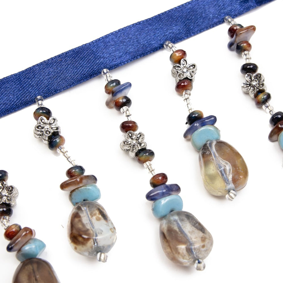 Flowers & Stones Bead Tassel Trim