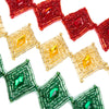 Diamond Bugle & Seed Bead Trim w Rhinestone Centre