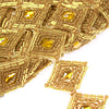 Diamond Bugle & Seed Bead Trim w Rhinestone Centre