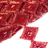 Diamond Bugle & Seed Bead Trim w Rhinestone Centre