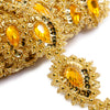 Sequin Beaded Teardrop Trim w Rhinestone Centre