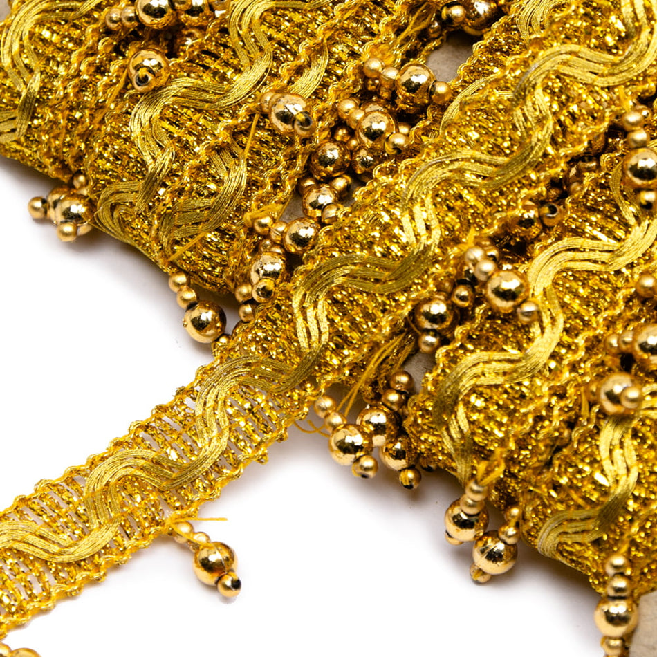 Wave Lurex Trim w Beaded Tassels