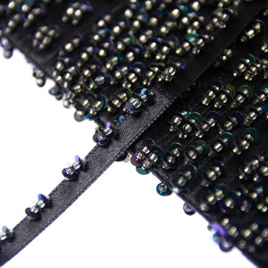 Satin Ribbon w Sequin & Beaded Mini Loops
