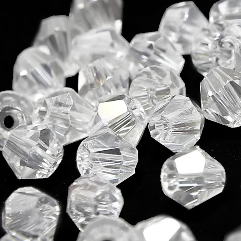 Glass Bicone Faceted Bead - 5mm - Clear (48 Pack)