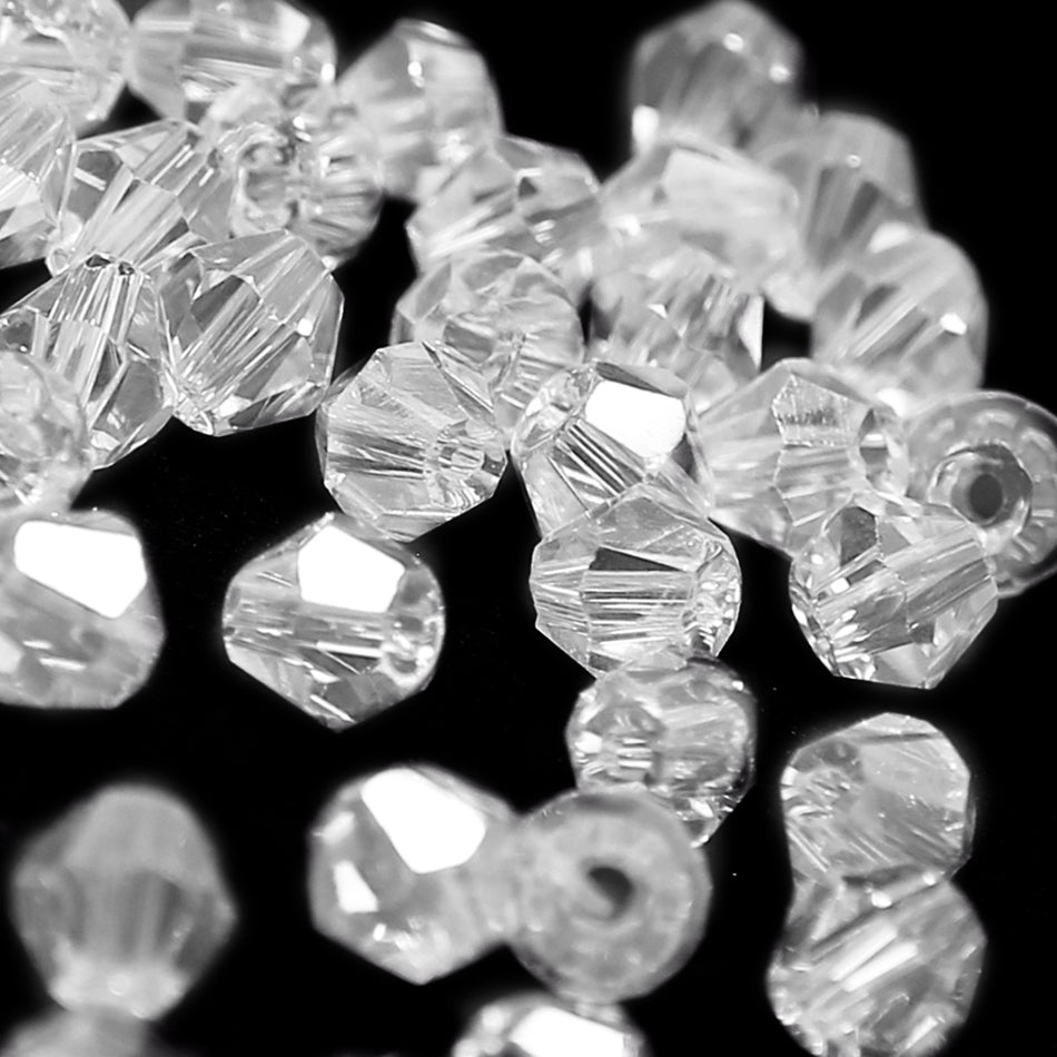 Glass Bicone Faceted Bead - 3mm - Clear (48 Pack)