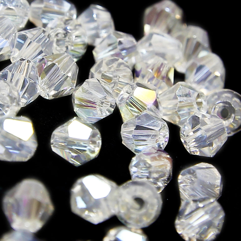 Glass Bicone Faceted Bead - 3mm - Clear (48 Pack)