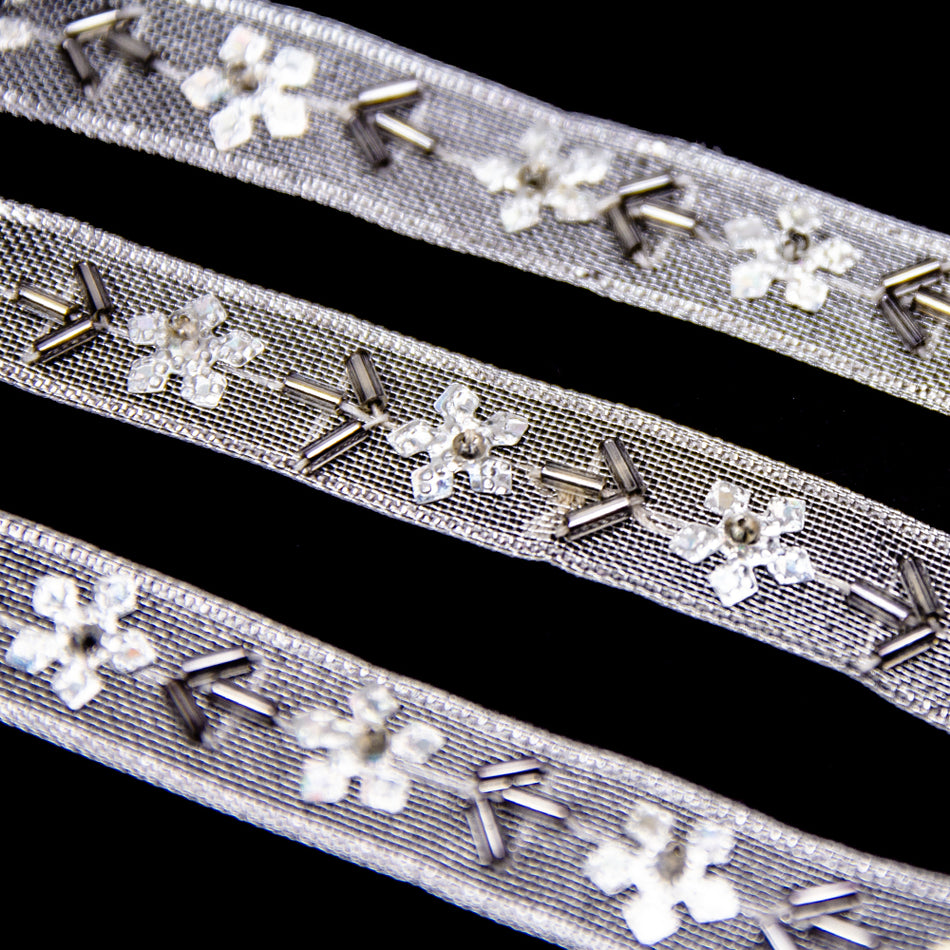 Flowers & Snowflake Mesh Trim