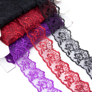 Floral Embroidered Lace Trim w Scalloped Edging