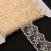 Floral Embroidered Lace Trim w Scalloped Edging