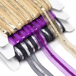 Sequin Centre Strip Organza Trim