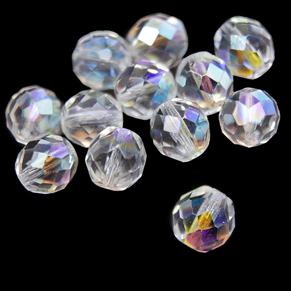Glass Round Faceted Beads - 10mm (12 Pack)