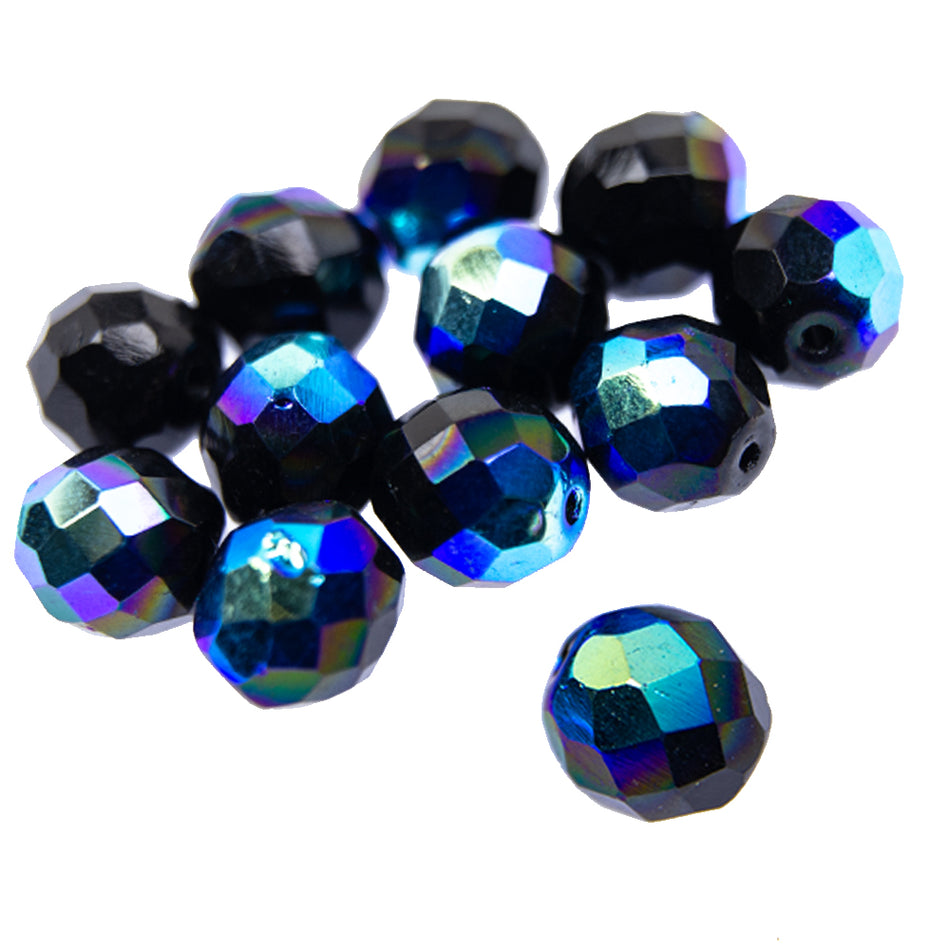 Glass Round Faceted Beads - 10mm (12 Pack)
