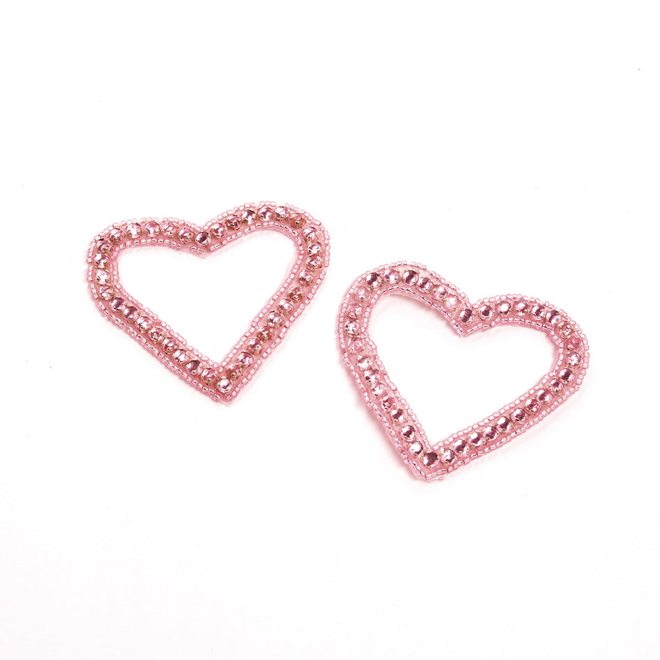 Diamante & Beaded Hearts Motif (Pair)