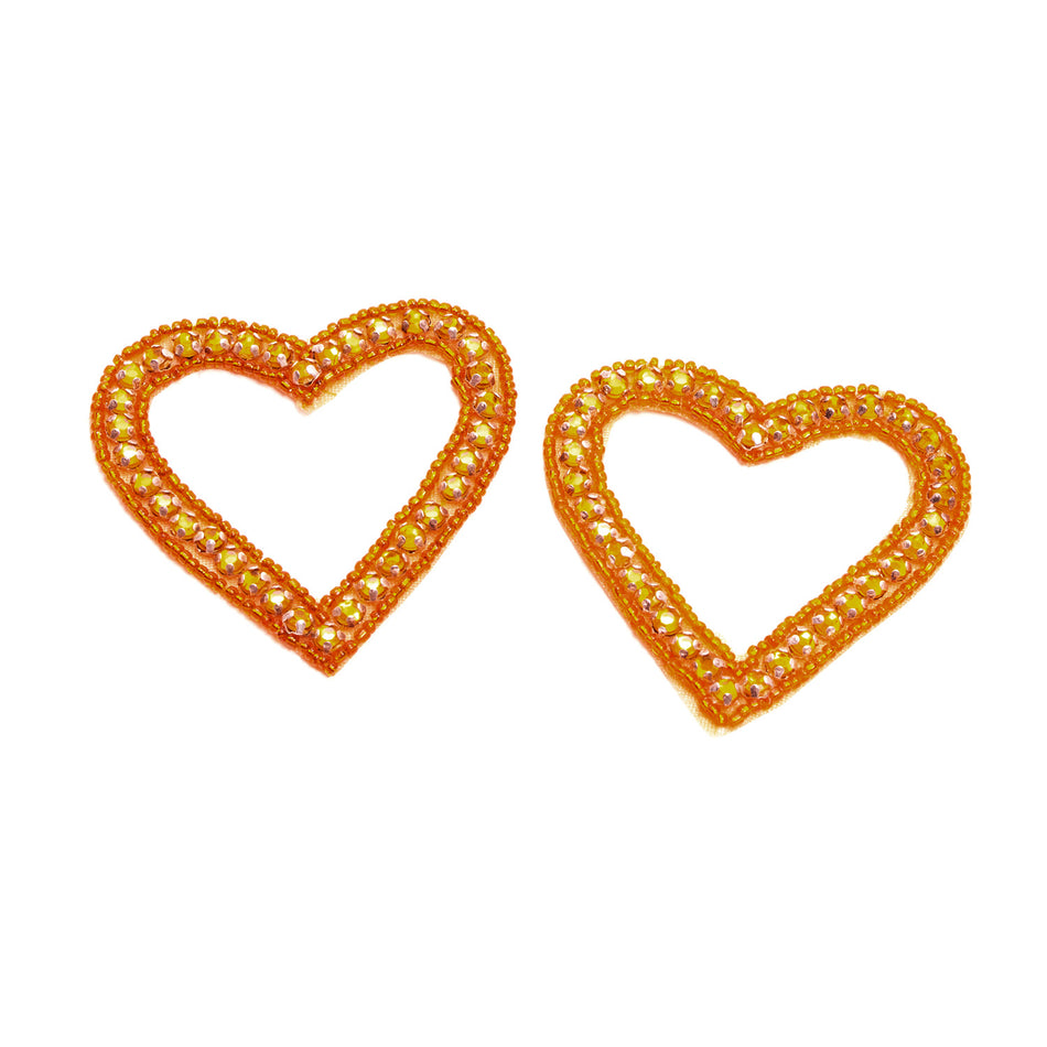 Diamante & Beaded Hearts Motif (Pair)