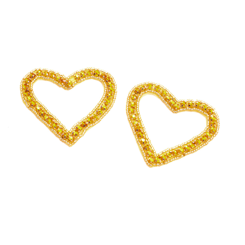 Diamante & Beaded Hearts Motif (Pair)