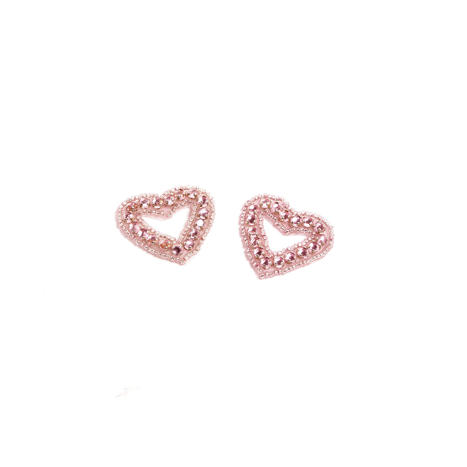 Diamante & Beaded Hearts Motif (Pair)