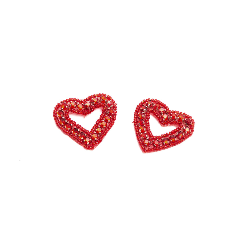 Diamante & Beaded Hearts Motif (Pair)