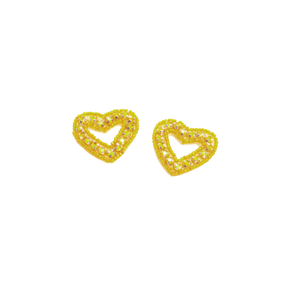 Diamante & Beaded Hearts Motif (Pair)