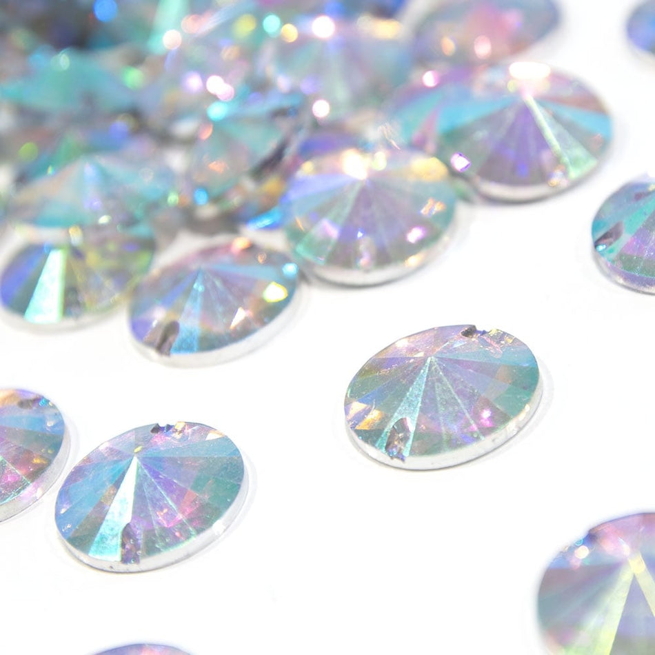 Round Rivoli Resin Sew-On Rhinestones
