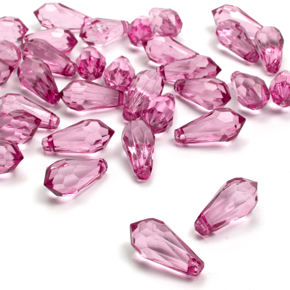 Briolette Faceted Teardrop Beads - Horizontal Drilled - 18x9mm (24 Pack)