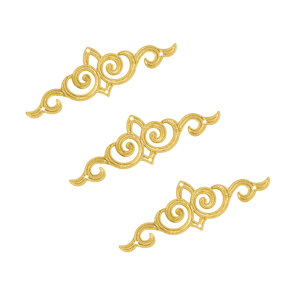 Royal Swirl Filigree Ornamental Metal Embellishments (3 Pack)