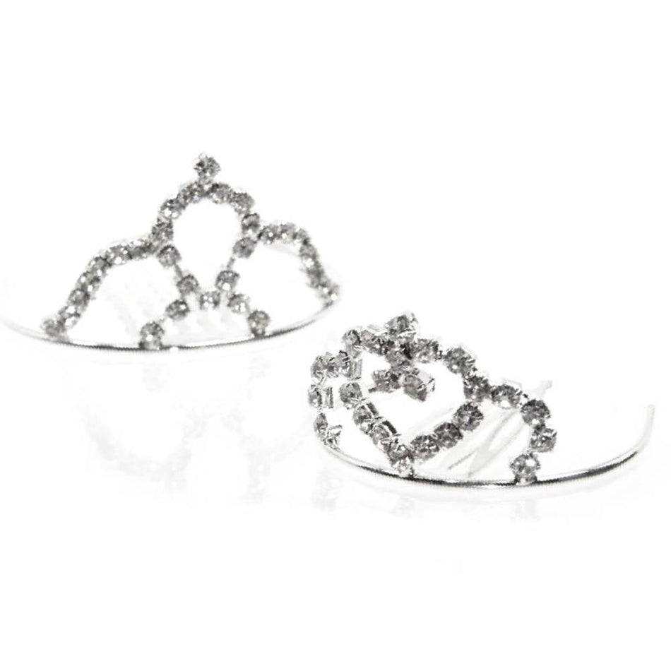 Mini Diamante Crown Tiara w Comb