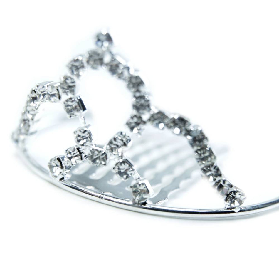 Mini Diamante Crown Tiara w Comb