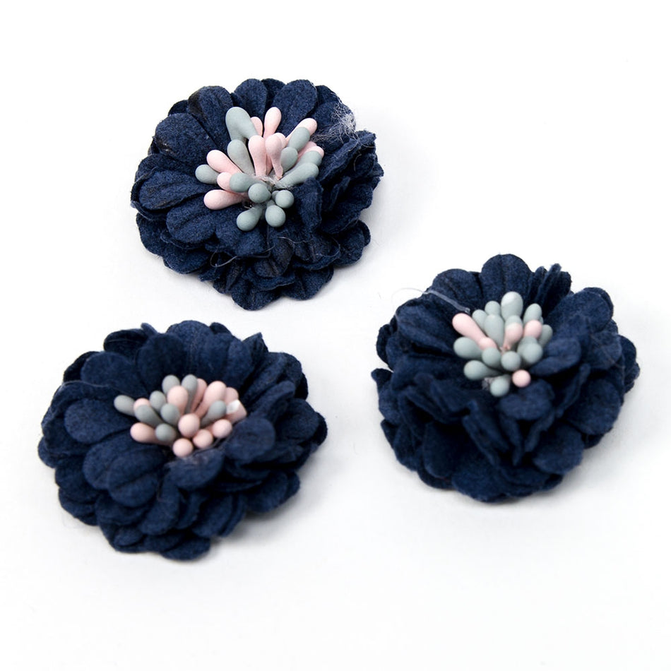 Flower Suede Finish Chrysanthemum w Stamens (3 Pack)