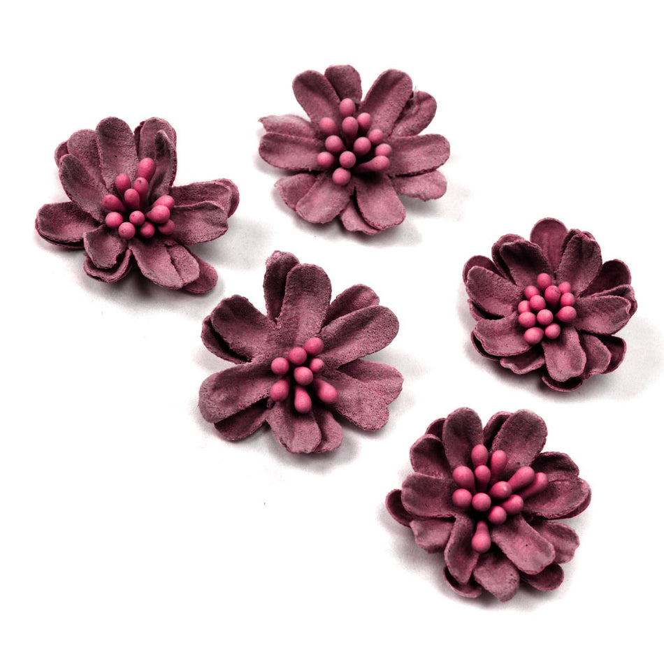 Flower Suede Finish Daisy w Stamens (5 Pack)