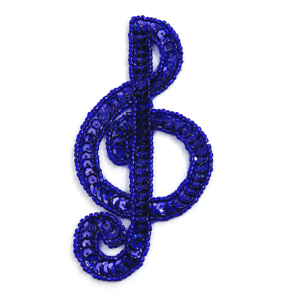 Treble Clef Sequin & Beaded Motif - Small