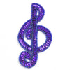 Treble Clef Sequin & Beaded Motif - Small
