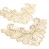 Motif Embroidered with Pearl Beading & AB Sequins Small Collar Applique (Pair)