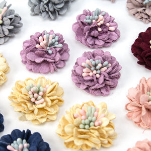 Flower Suede Finish Chrysanthemum w Stamens (3 Pack)