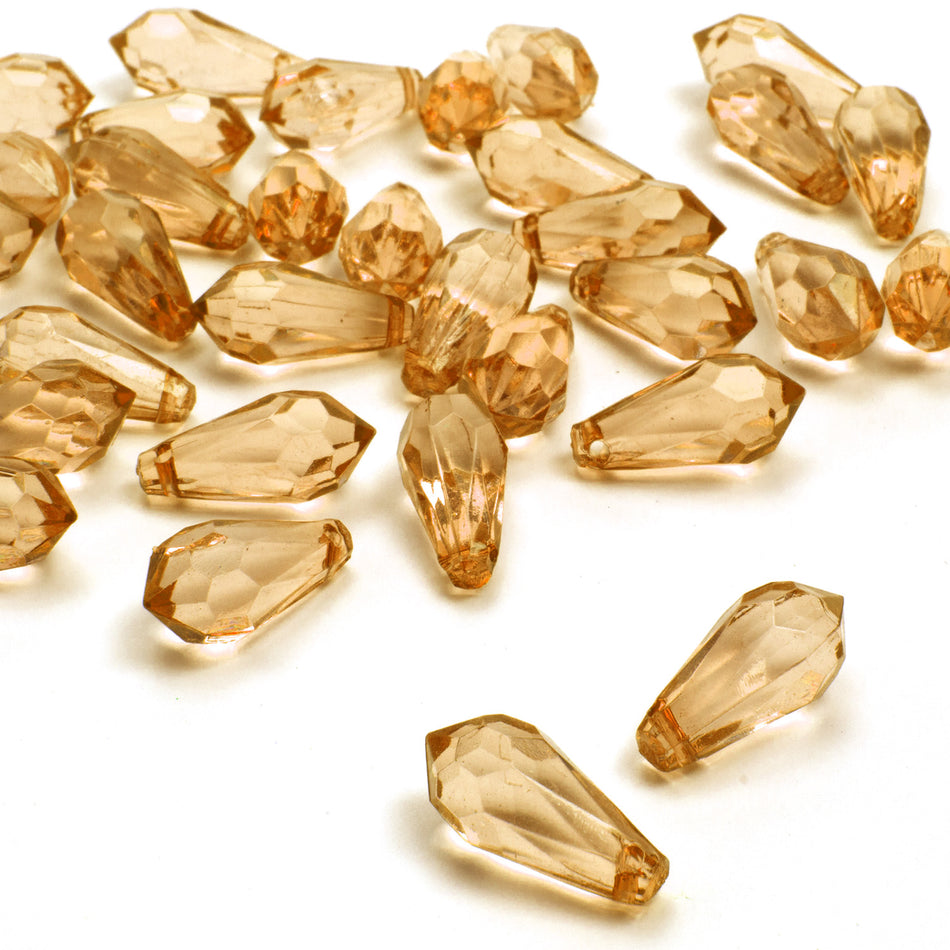 Briolette Faceted Teardrop Beads - Horizontal Drilled - 18x9mm (24 Pack)