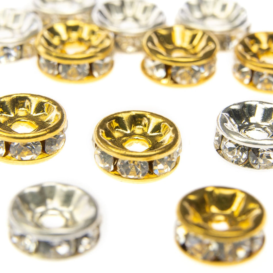 Swarovski Crystal Rondelle Rhinestone Spacer Bead - 8mm (6 Pack)