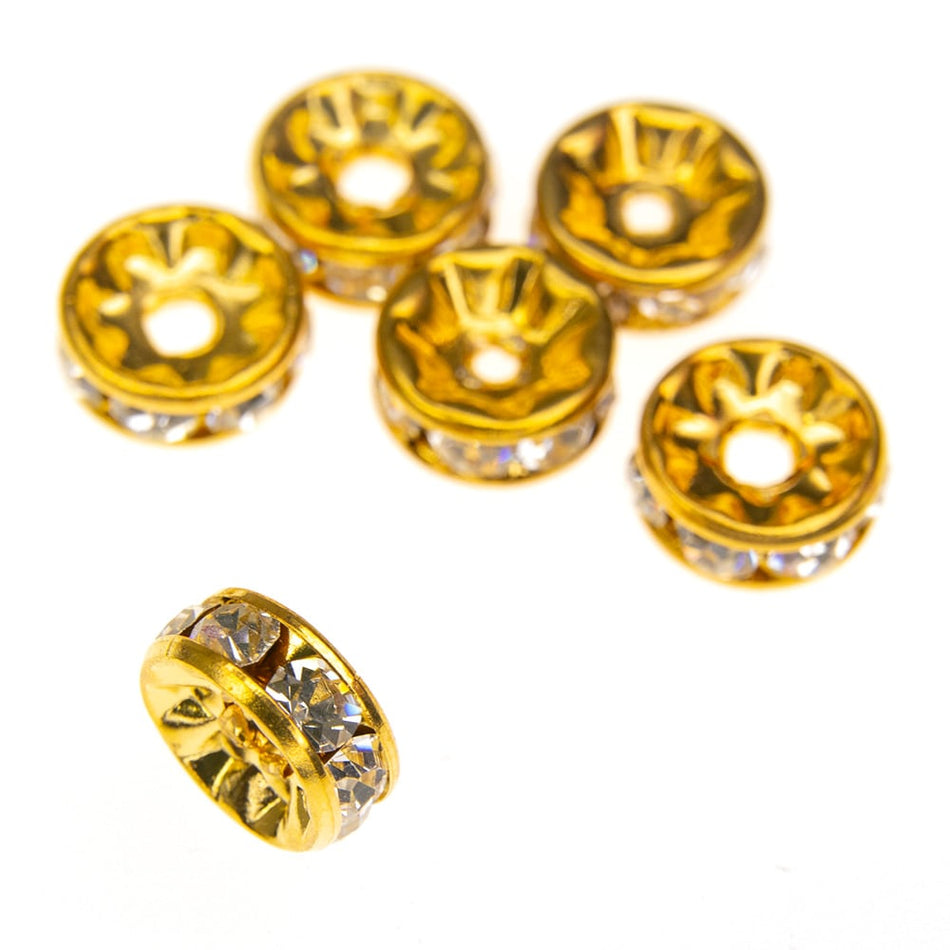 Swarovski Crystal Rondelle Rhinestone Spacer Bead - 8mm (6 Pack)