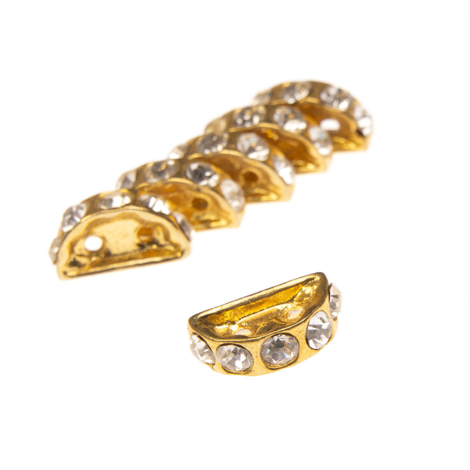 Swarovski Crystal Rondelle Half-Moon Rhinestone Bead - 12mm (6 Pack)