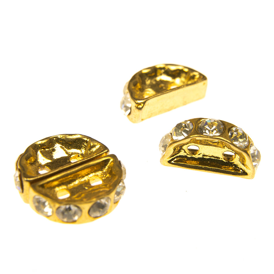 Swarovski Crystal Rondelle Half-Moon Rhinestone Bead - 12mm (6 Pack)