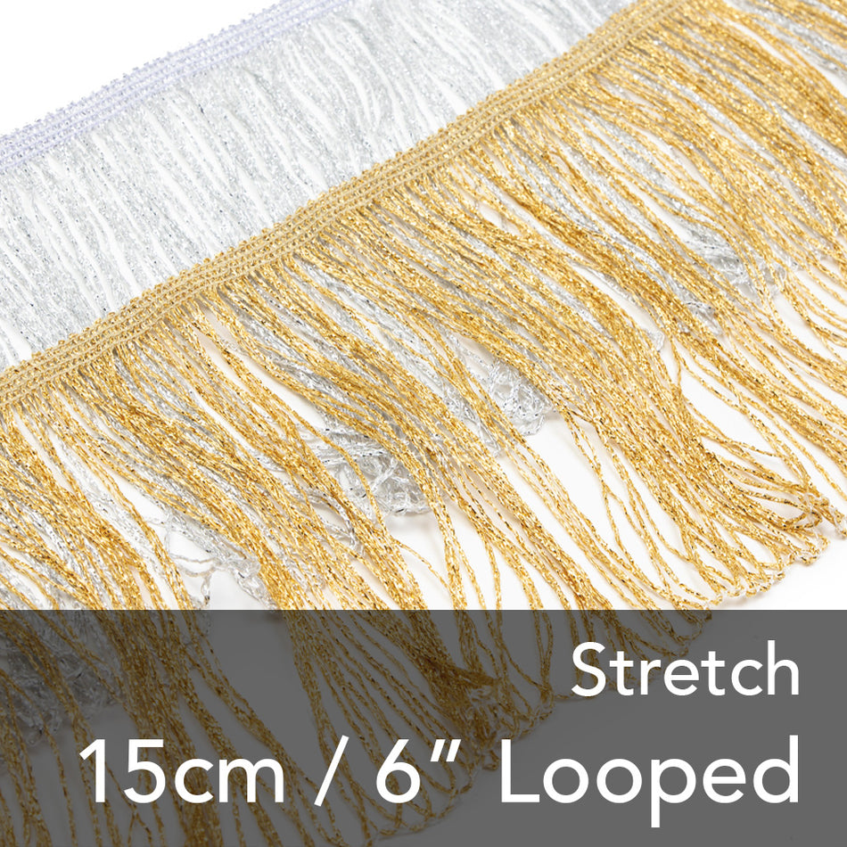Stretch Looped Lurex Tassel Fringe - 15cm / 6"