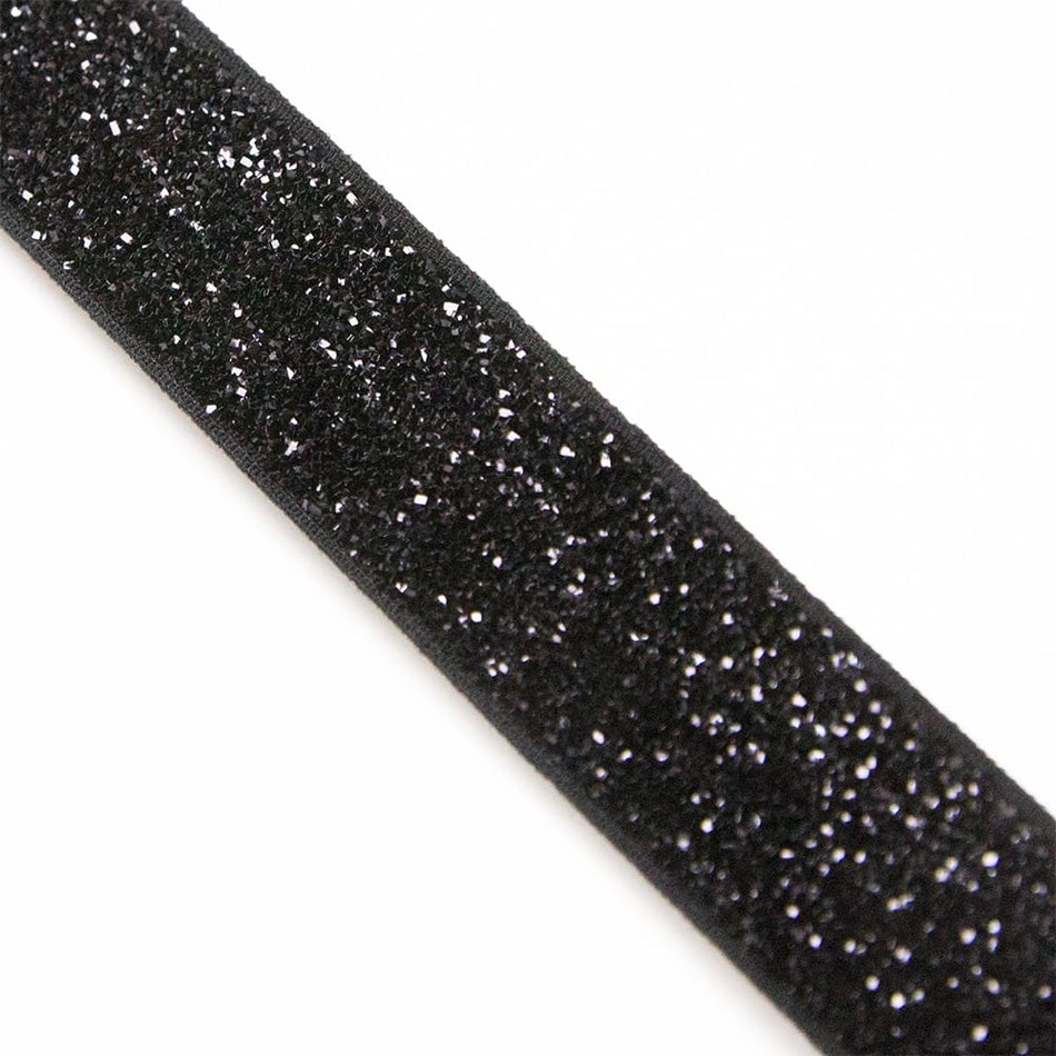 Velvet Elasticated Stretch Ribbon w Glitter - 16mm