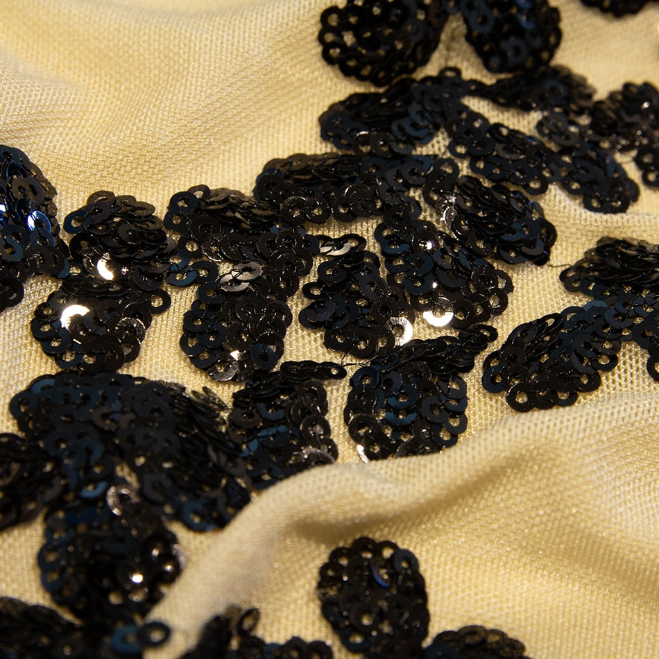 Sequin Vine Stretch Mesh