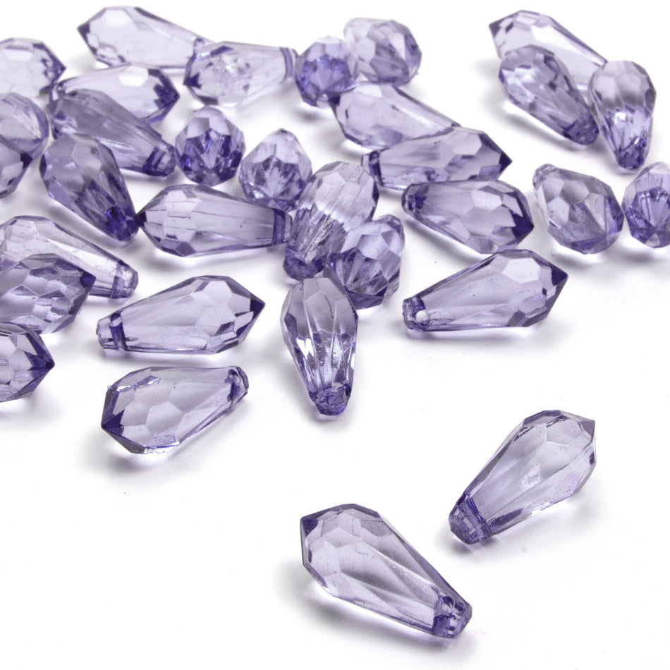 Briolette Faceted Teardrop Beads - Horizontal Drilled - 18x9mm (24 Pack)