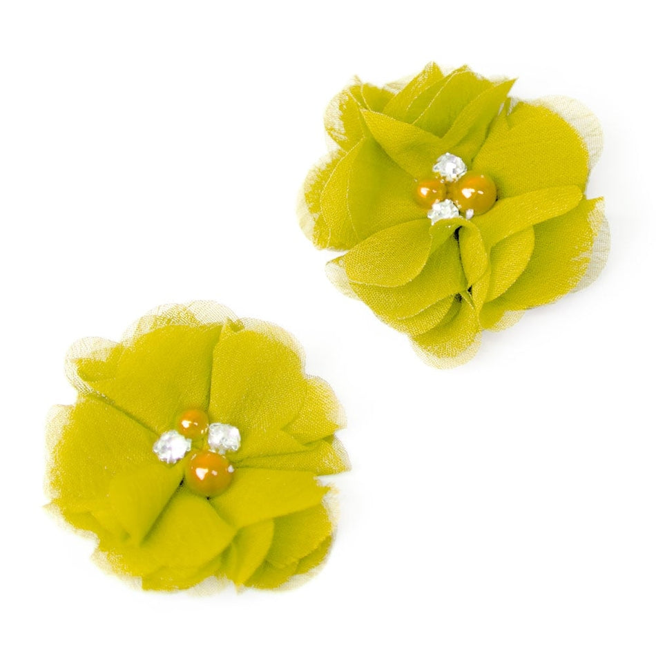 Flower Chiffon Diamante Pearl (Pair)